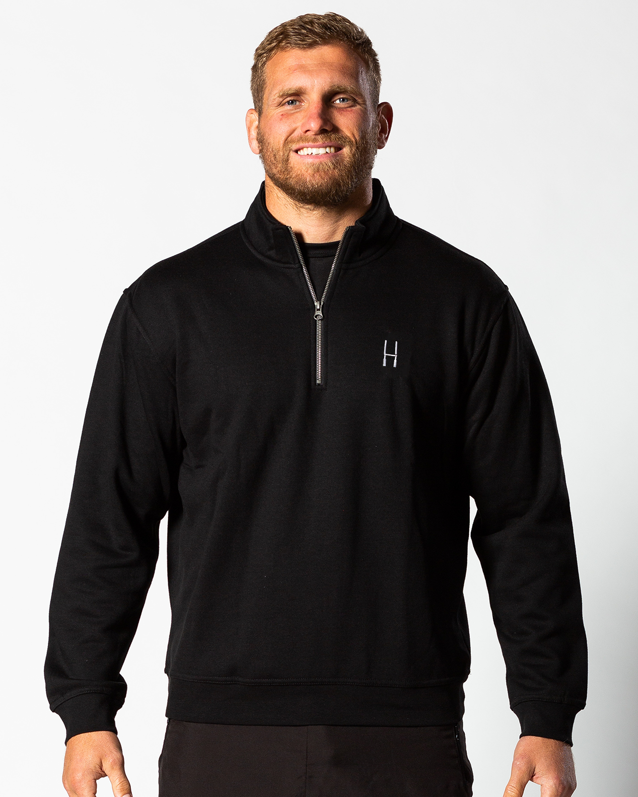 1/4 Zip Sweater Black – LooseHeadz